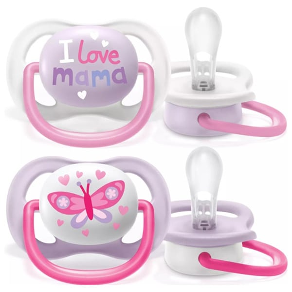 Philips Avent SCF080/02 Ultra Air Happy Silicone Soother 0-6m Pink I Love Mama-Butterfly 2 copë