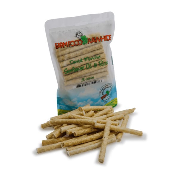 Farmfood Rawhide Dental Munchie Sunflower Oil & Rice Dog Treats 35 copë