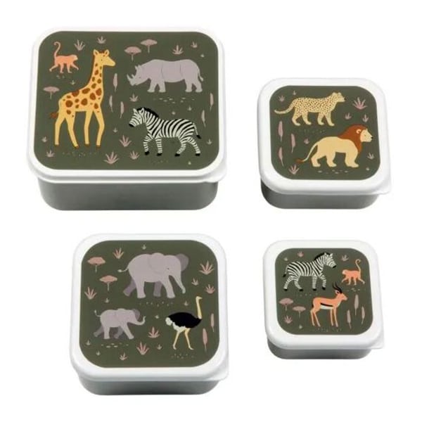 A Little Lovely Company Lunch & Snack Box Set 4 copë - Savanna