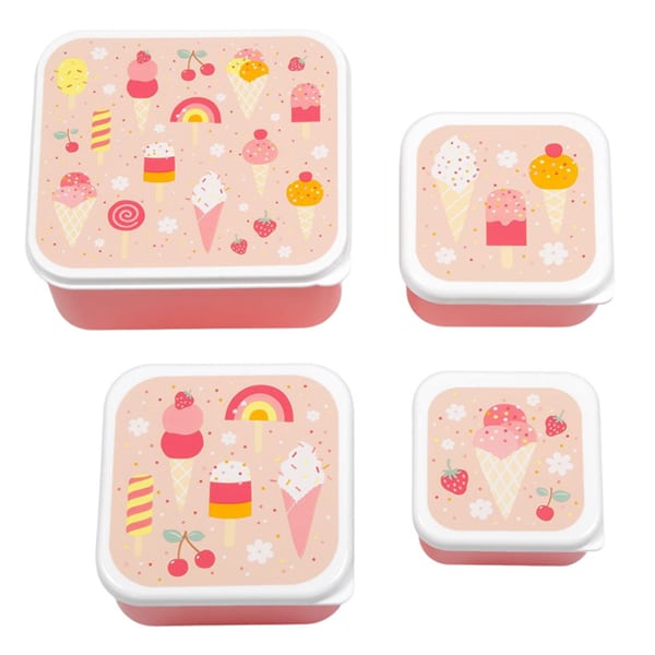 A Little Lovely Company Lunch & Snack Box Set Ice Cream 4 copë