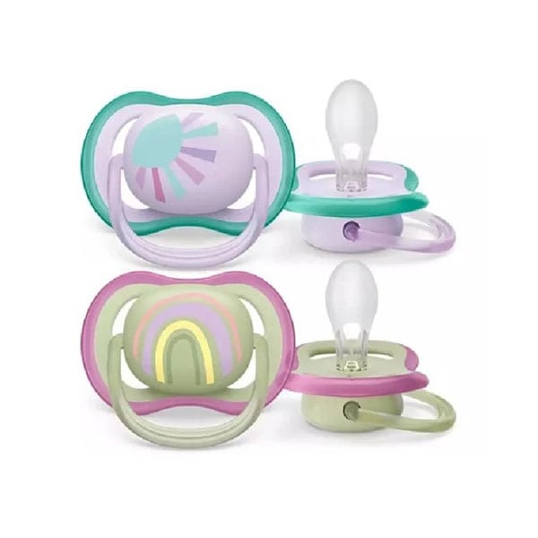 Philips Avent Ultra Air (SCF085/58) Silicone Pacifier with Ring 0-6m 2 copë - Vjollcë-Jeshile