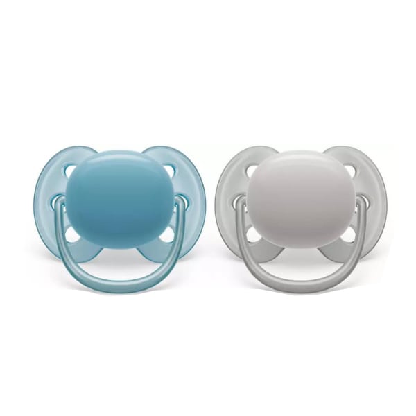 Philips Avent Ultra Soft Orthodontic Silicone Pacifier 6-18m 2 copë - Blu e çelët-Gri