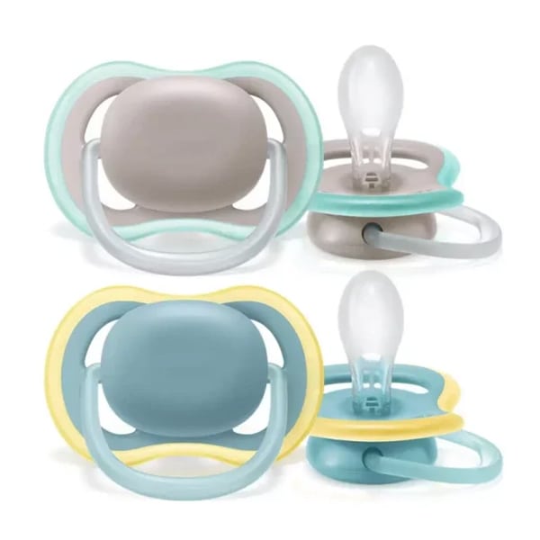 Philips Avent Ultra Air SCF349/01 Orthodontic Silicone Pacifier 18m+ 2 copë - Blu e çelët-Gri