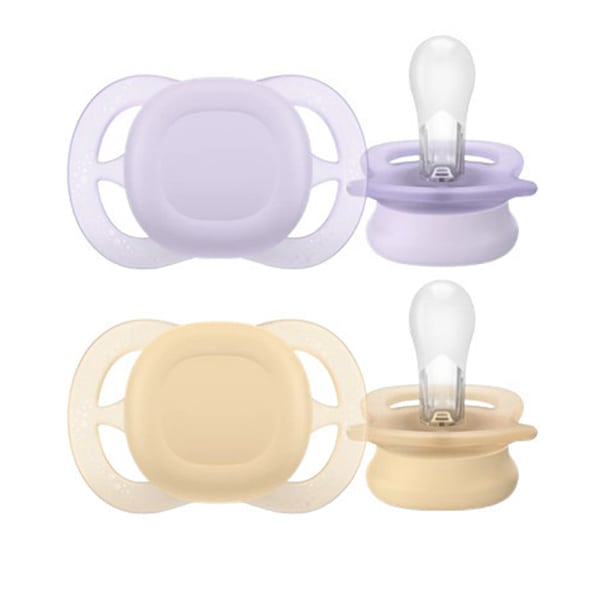 Philips Avent Ultra Start SCF075 Orthodontic Silicone Pacifiers 0-2m 2 copë - Bezhë-vjollcë