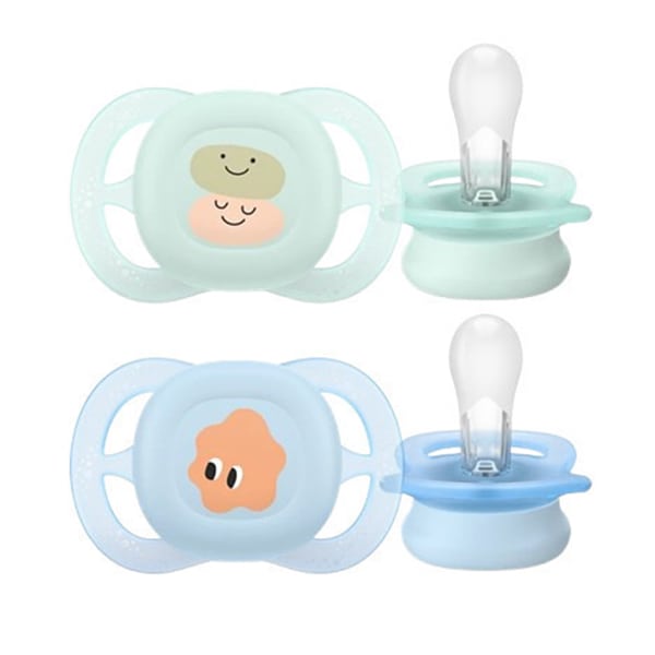 Philips Avent Ultra Start SCF075 Orthodontic Silicone Pacifiers 0-2m copë - Jeshile-Blu