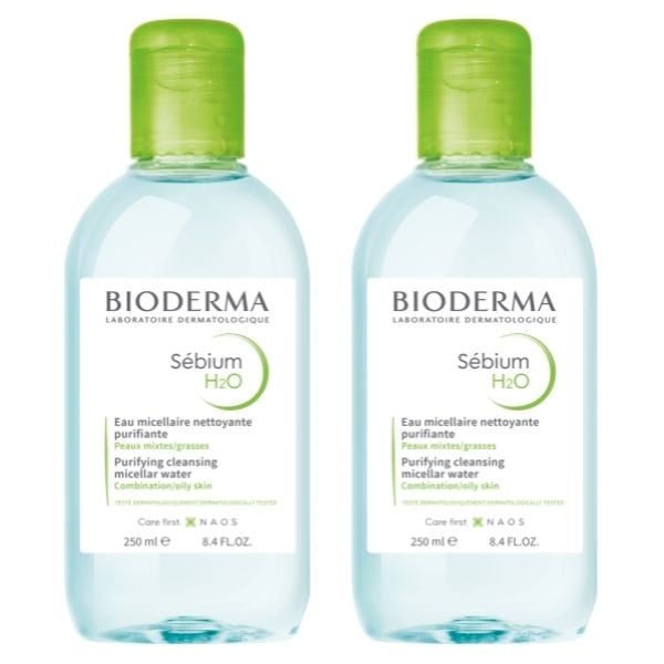2 x Bioderma Sebium H2O Purifying Cleansing Micellar Water for Combination/Oily Skin 2 x 250ml