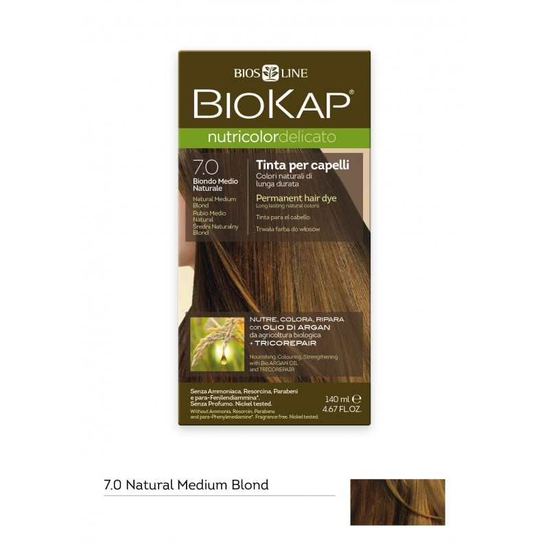 Biokap Nutricolor Delicato No 7.0 Natural Medium Blond Permanent Hair Dye 140 ml