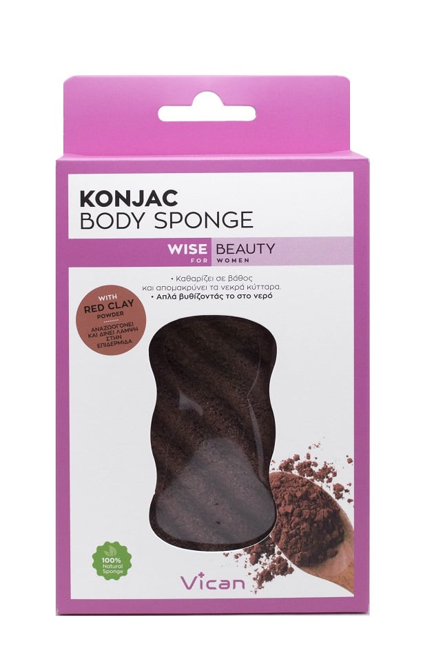 Vican Wise Beauty Konjac Body Sponge with Red Clay Powder 1 copë