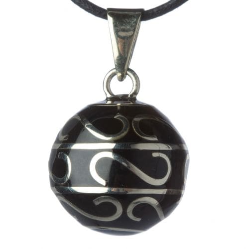 Bola Black Swirls Silver Pregnancy Necklace 1 copë