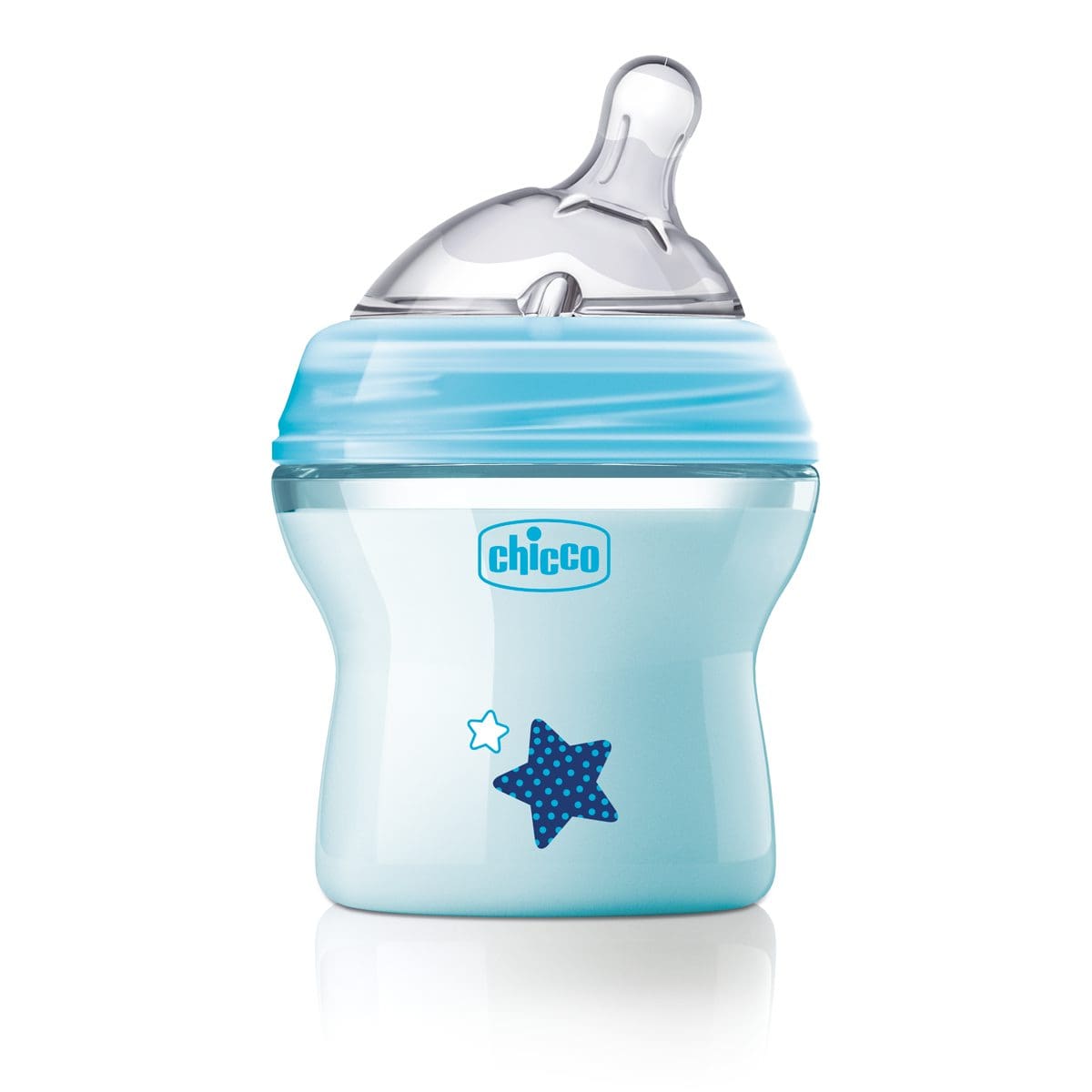 Chicco Natural Feeling Light Blue Plastic Baby Bottle Normal Flow Silicone Nipple 0m+ 150 ml