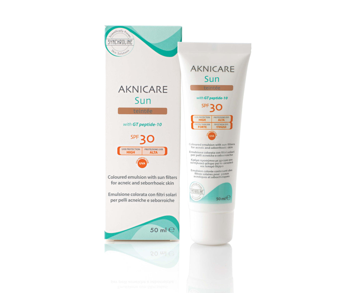 Synchroline Aknicare Sun Teintee Colored Face Cream for Acne-Prone, Oily Skin SPF30 50 ml