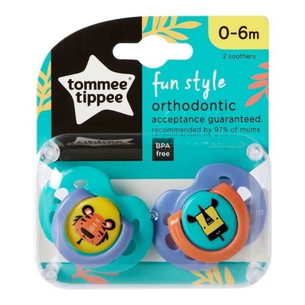 Tommee Tippee Silicone Soothers Fun 0-6m 2 copë