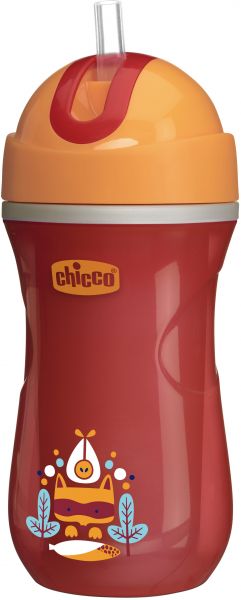 Chicco Sport Cup with Silicone Straw 14m+ 266ml - E kuqe