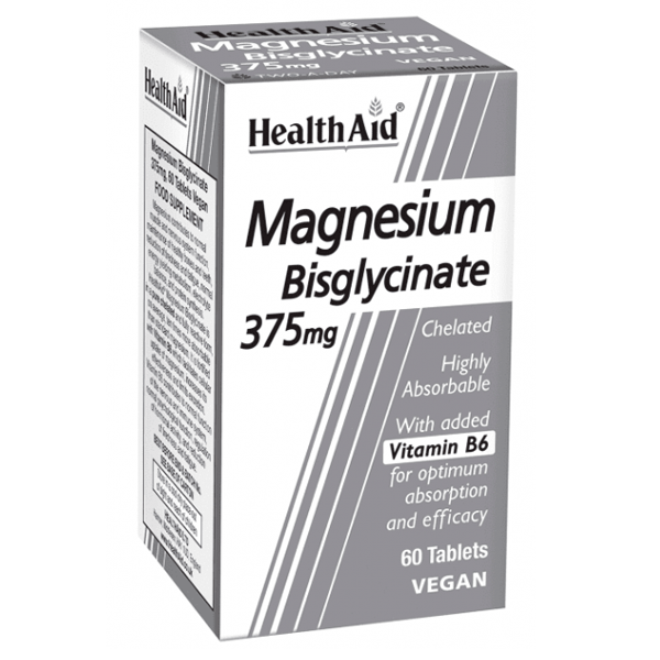 Health Aid Magnesium Bisglycinate 375mg & Vitamin B6 60 tableta