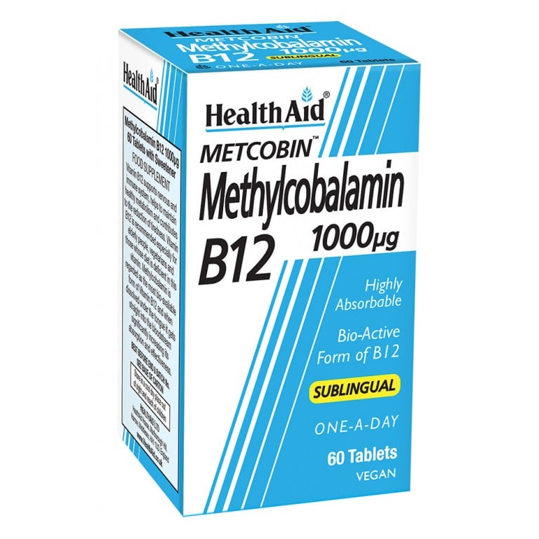 Health Aid Metcobin Methycobalamin B12 1000µg 60 tableta nëngjuhësore