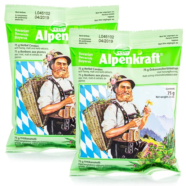 2x Power of Nature Alpenkraft Candies for Sore Throat & Cough 2x75gr