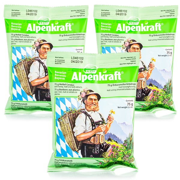 3x Power of Nature Alpenkraft Candies for Sore Throat & Cough 3x75gr