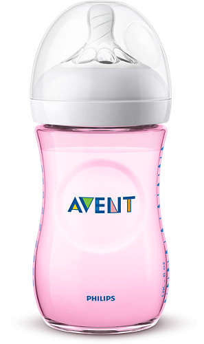 Philips Avent SCF034/17 Natural Baby Bottle Pink Slow Flow Teat 1m+ 260 ml