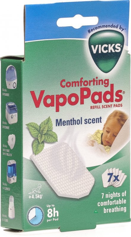 Vicks Comforting Vapo Pads Replacement Tablets (VH7) Peppermint Scent 7 tableta