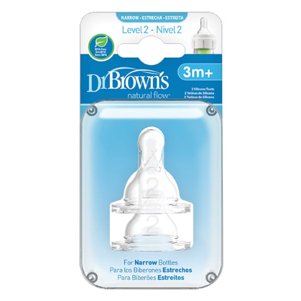 Dr. Brown's Options 322 Silicone Teats for Narrow Bottles 3m+  2 copë