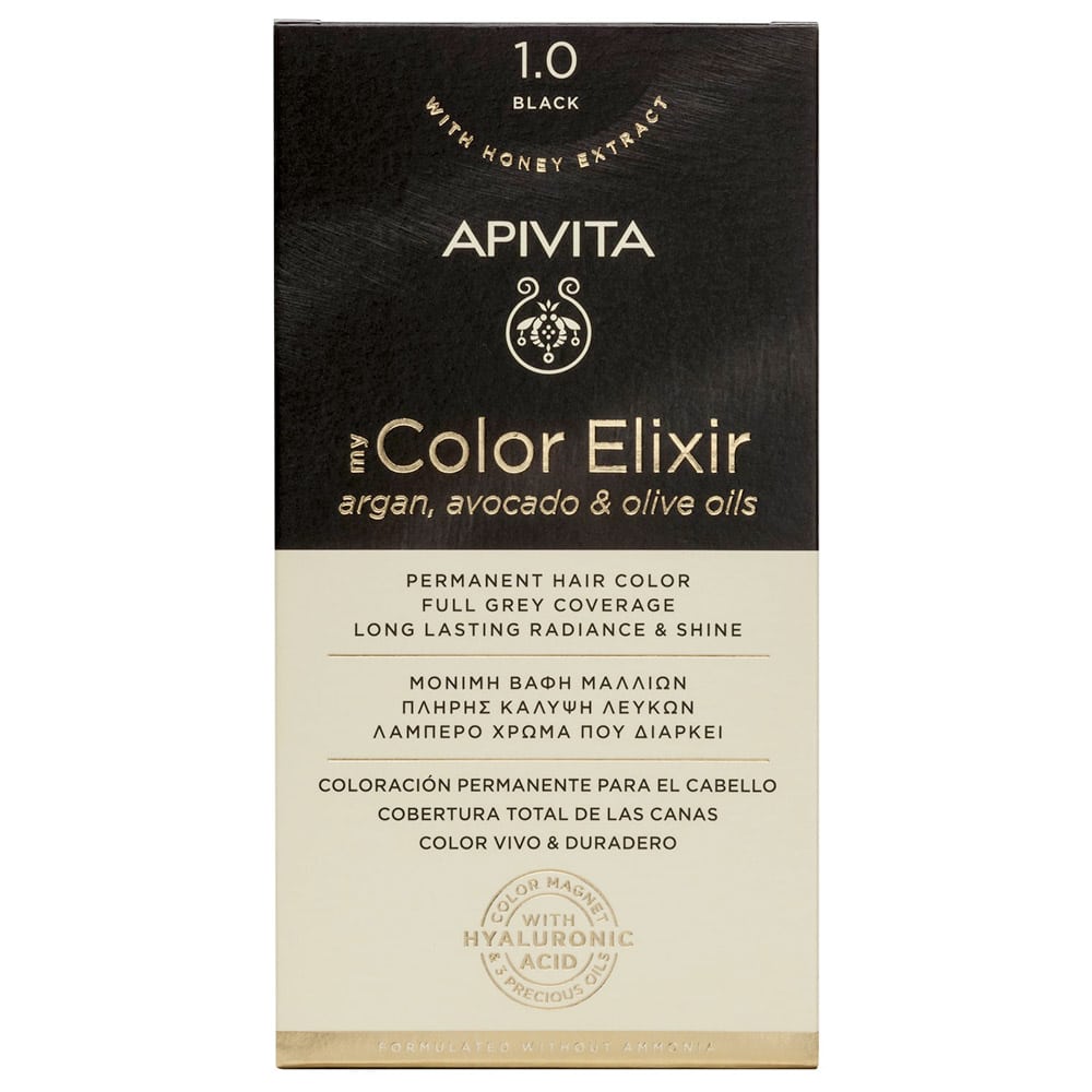 Apivita My Color Elixir Permanent Hair Color No 1.0 Black  1 copë