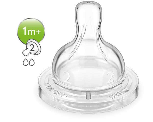 Philips Avent SCF632/27 - Slow Flow Silicone Teats with 2 Holes 1m+  2 copë