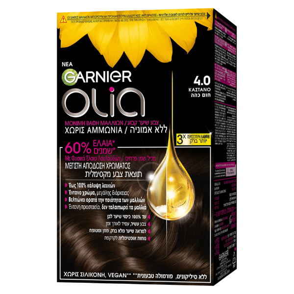 GarNier Olia PermaNeNt Hair Dye No 4.0 BrowN  60g