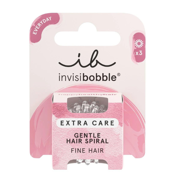 Invisibobble Extra Care Gentle Hair Spiral Crystal Clear  3 copë