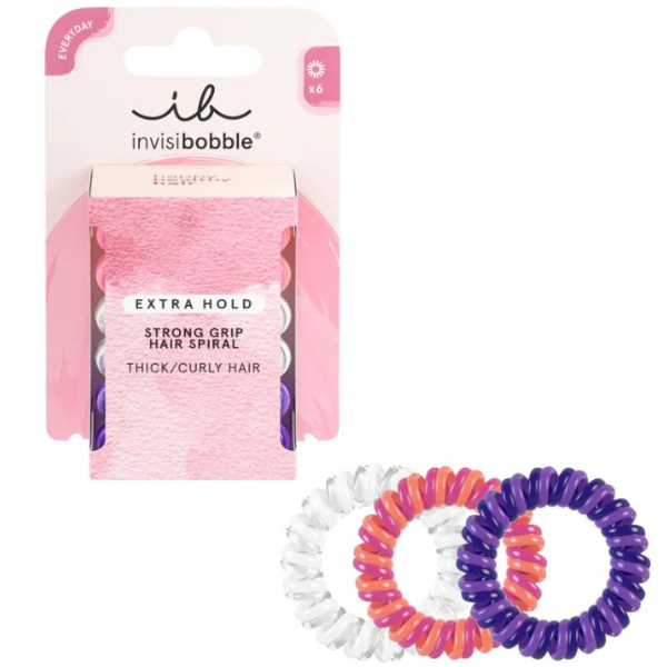 Invisibobble Extra Hold Twirl Boss Hair Spirals for Thick/Curly Hair  6 copë