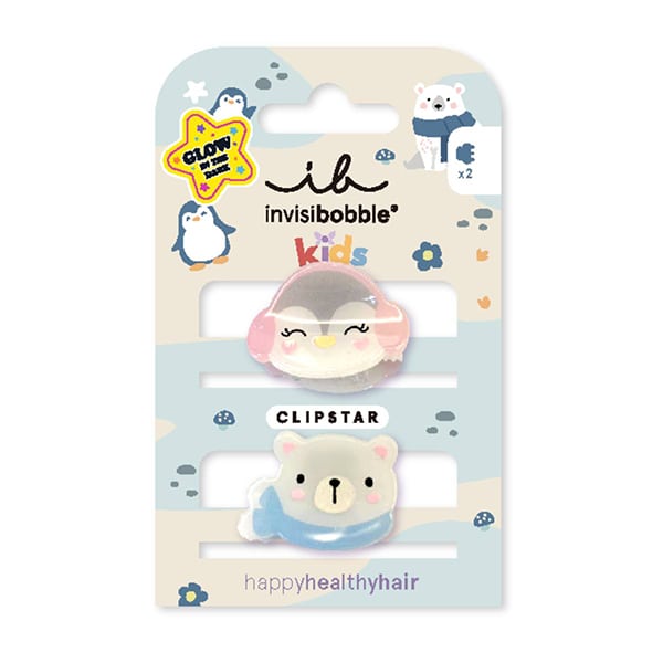 Invisibobble Clipstar Glow Kids Polar Friends Hair Clips  2 copë