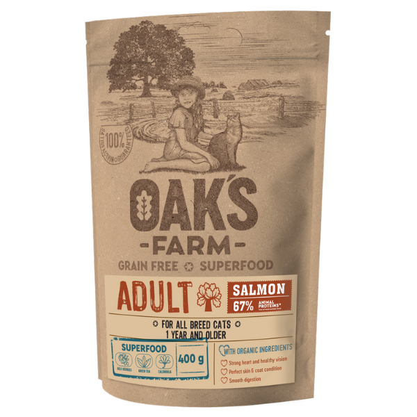 Oak's Farm Cat Adult Grain Free Superfood Salmon  400g