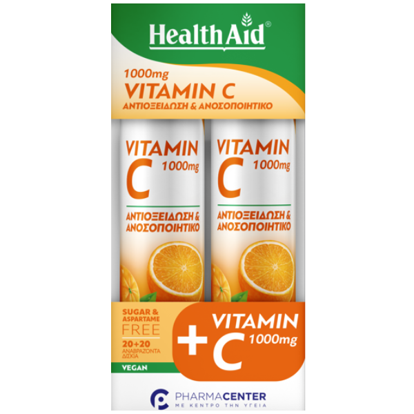 Health Aid Vitamin C 1000mg Orange Promo 1+1  2x20 eff.tabs
