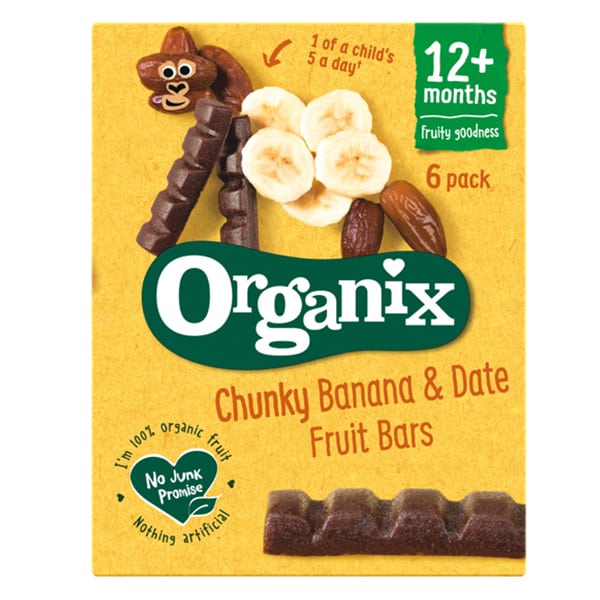 Organix Bio Chunky Banana & Date Fruit Bars for 12m+ (6x17g)  102g
