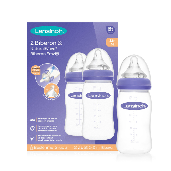 Lansinoh Feeding Bottle with NaturalWave Teat  2 x 240ml