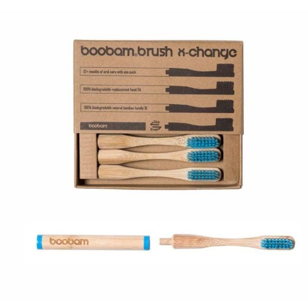 Boobam Brush X-Change Soft Adult Toothbrush 1 Handle & 4 Heads  1 set - blu