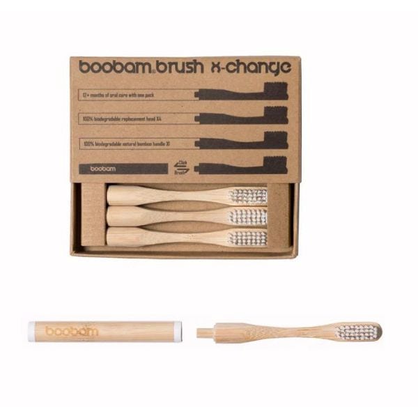 Boobam Brush X-Change Medium Adult Toothbrush 1 Handle & 4 Heads  1 set - 008 E bardhë