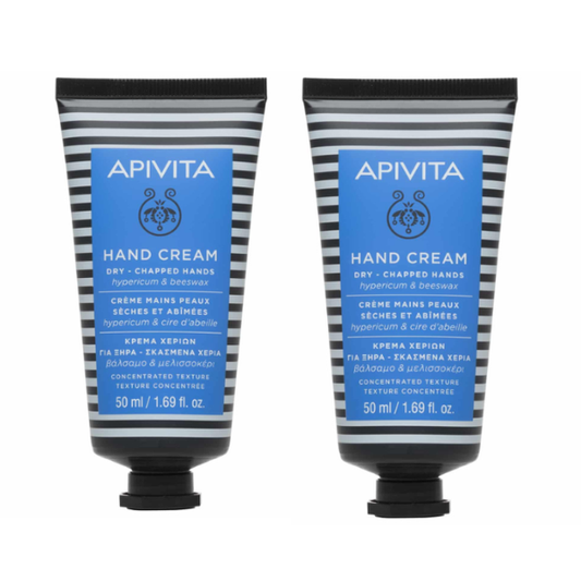 2 x Apivita Hand Cream for Dry-Chapped Hands with Hypericum & Beeswax  2x50ml