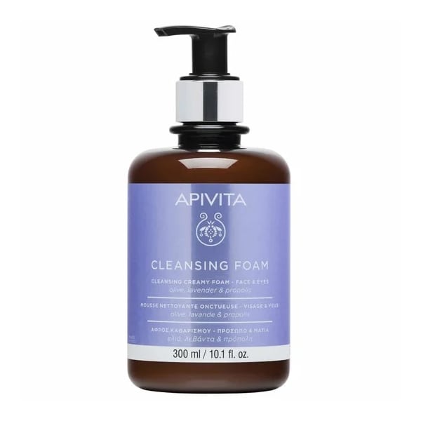 Apivita Cleansing Creamy Foam Face & Eyes with Olive, Lavender & Propolis  300 ml