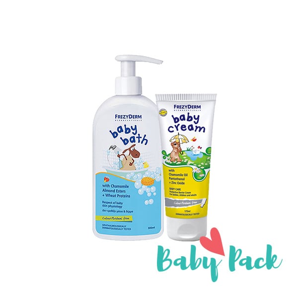 Frezyderm Baby Pack with Baby Cream Nappy Rash Cream, 175ml & Baby Bath  300 ml