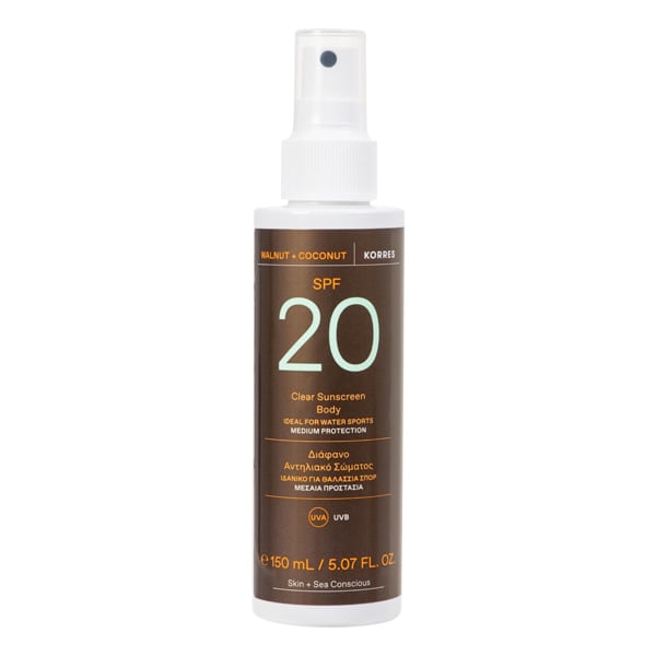 Korres Walnut & Coconut Clear Sunscreen Body SPF20  150 ml