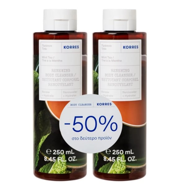 Korres Promo (- 50% in the Second Product) Mint Tea Body Cleanser, 2x250ml  1 set