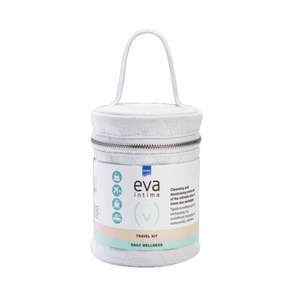 Intermed Eva Intima Daily Wellness Travel Kit with Pocket Size Towelettes, 10pcs, Foaming Wash, 50ml & Liquid Cleanser, 60ml  1 set