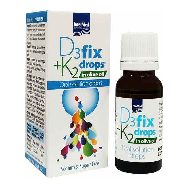 Intermed D3 & K2 Fix Drops in Olive Oil Oral Solution Drops  12 ml