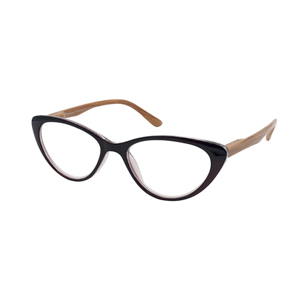 Eyelead E206 Women's Presbyopia Glasses Burgundy with Wooden Arm Effect Bone  1 copë - Bordo