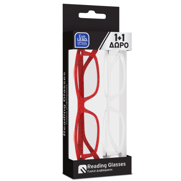 Eyelead Promo (1+1) Reading Glasses Red & Transparent, 2pcs  1 set