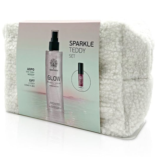 Garden Sparkle Teddy Glow Angel Light Body Mist Silver Rose Shimmer, 200ml, Mini Liquid Matte Lipstick Dark Cherry, 2ml & Free Teddy Bag, 1pc  1 set