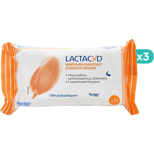 Lactacyd Promo 2+1 Free Intimate Wipes (3x15pcs)  45 copë