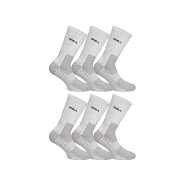 GSA Organic Plus[+] 3646 Men’s Fully Cushioned Performance Crew Eco-friendly Socks  Pako me 6 copë - 52 copë të bardha-gri