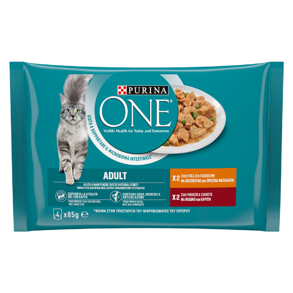 Purina One Adult Complete Cat Food with Chicken & Beef  4x85g