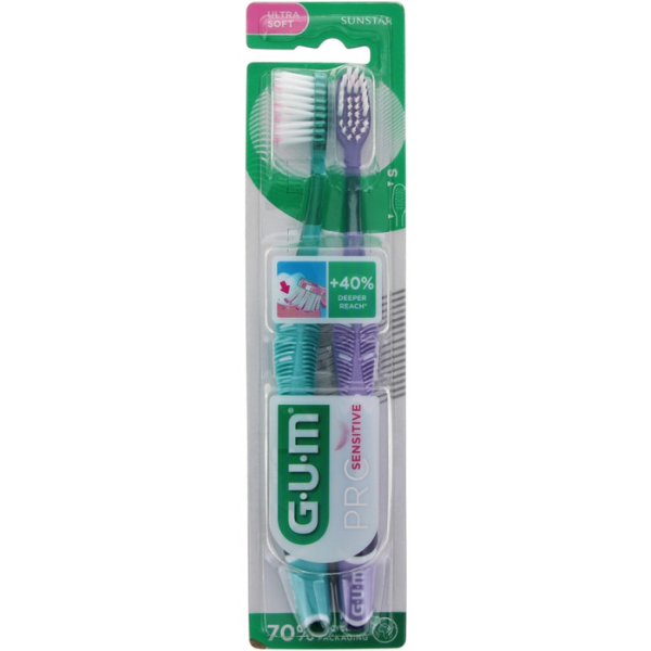 Gum Duo Pack Pro Sensitive Ultra Soft Toothbrush  2 copë - Mente-Vjollcë